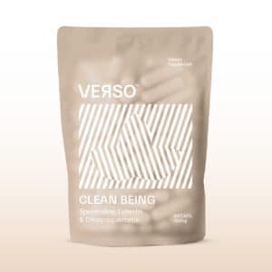 Verso Clean Being is formulated with Spermidine, Dihydroquercetin and Luteolin to promote natural clean up processes like autophagy and apoptosis to support healthy aging.
